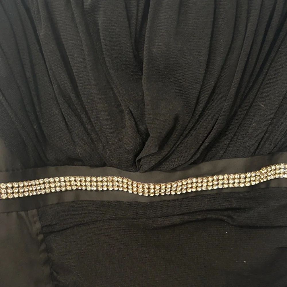 Elegant Black Dress with Embellished Waist